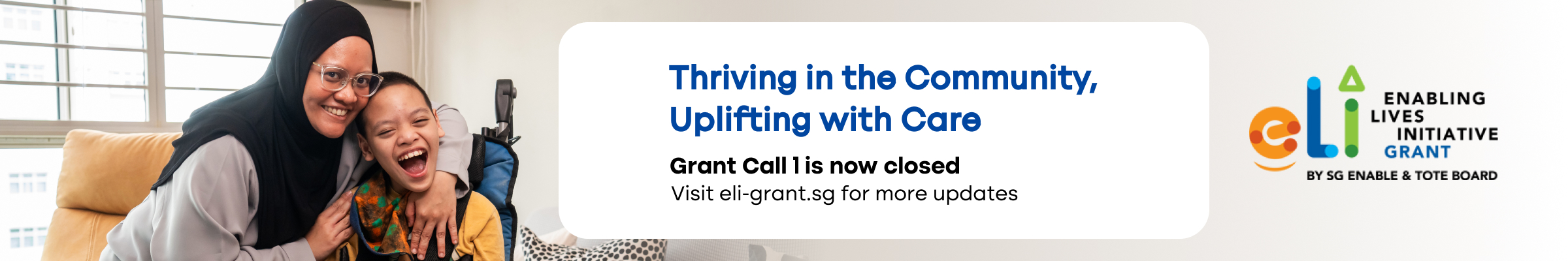 Click on this banner to find out more about Enabling Lives Initiative Grant; Grant Call 1